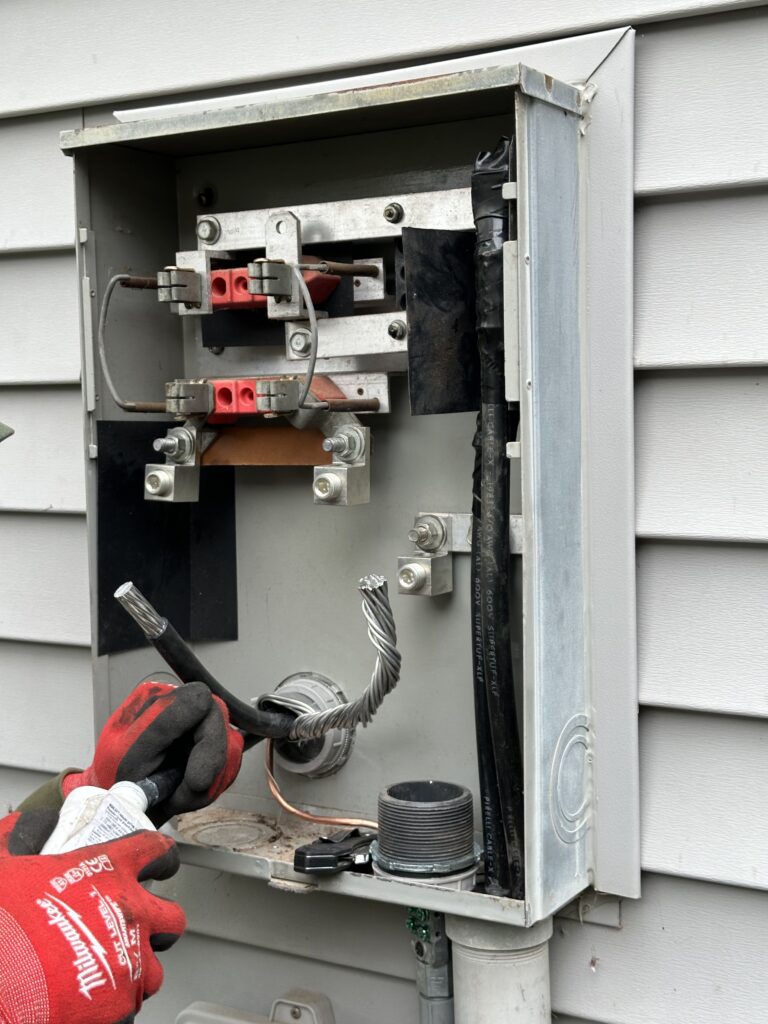 Meter-to-panel cable replacement in progress in Herndon, VA
