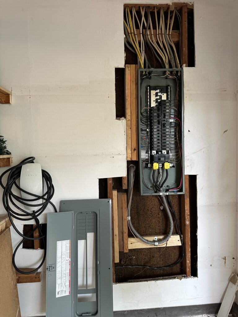 Electrical panel replacement before drywall patching by Engivision Systems in Herndon, VA